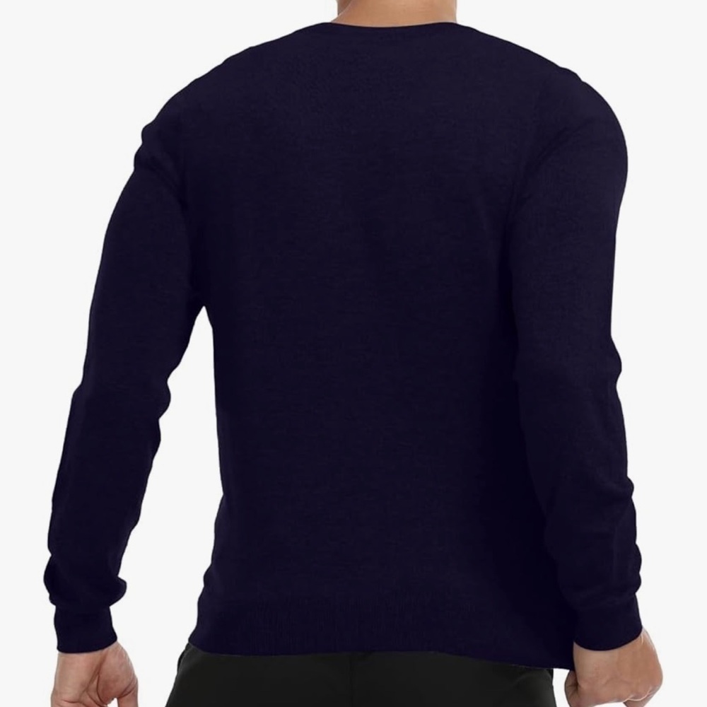 MLANM NWT Men's Crew Neck Lightweight Navy Sweater Size XL - Picture 3 of 7